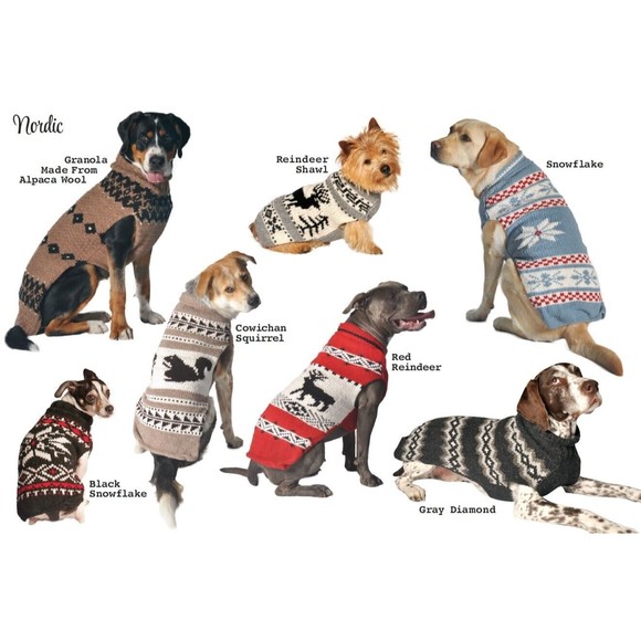 Chilly Dog Reindeer Shawl Wool Dog Winter Sweater Sizes XXS-XXXL - Picture 2 of 3